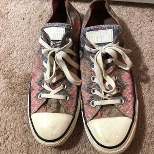 Pink and blue converse